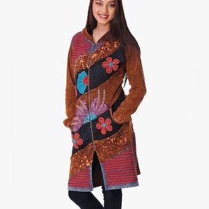 Rising International Women's Long-Sleeve Zipper Tie Die Boho Jacket with Hood